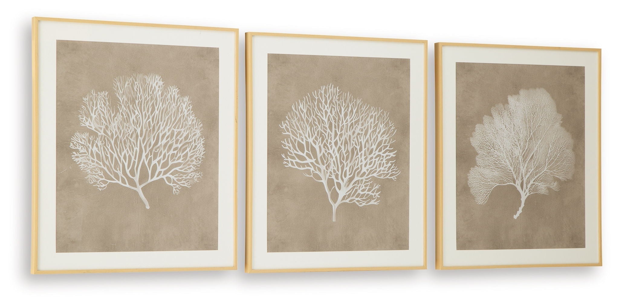 Hendridge - Wall Art Set (Set of 3) - Taupe / White  Framed Print Sets