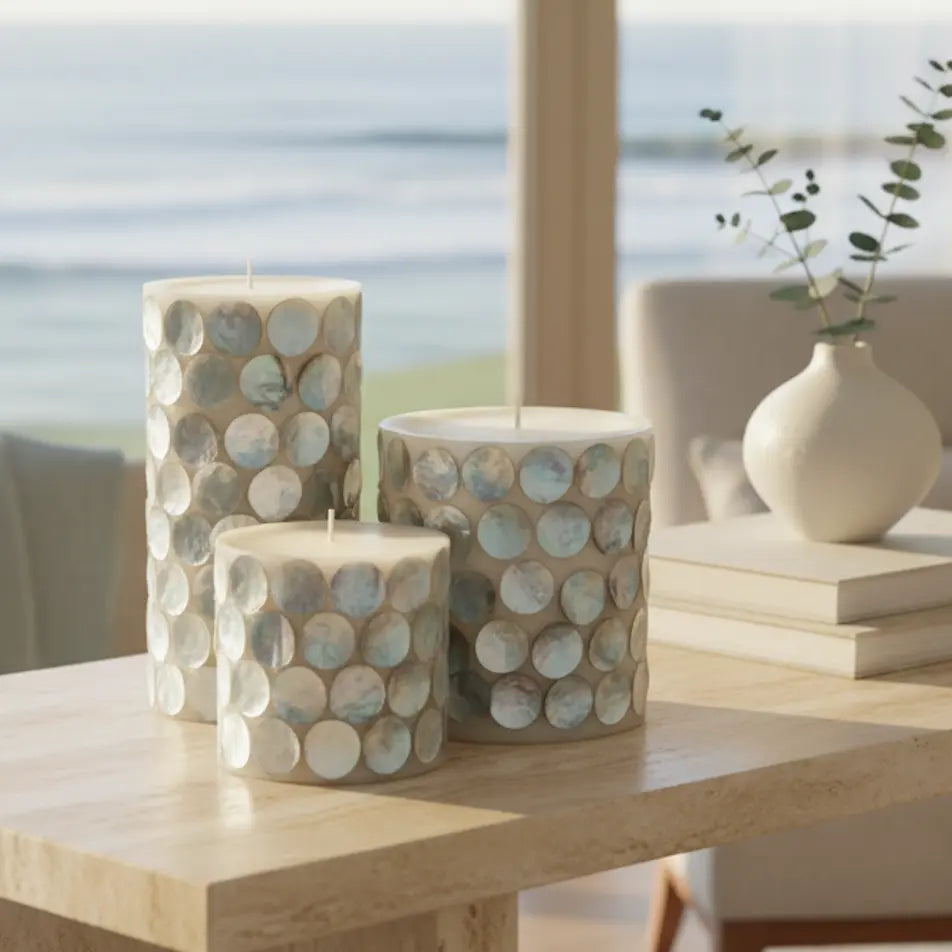 Mother of Pearl Shell Accent Candles Loving Coastal Living