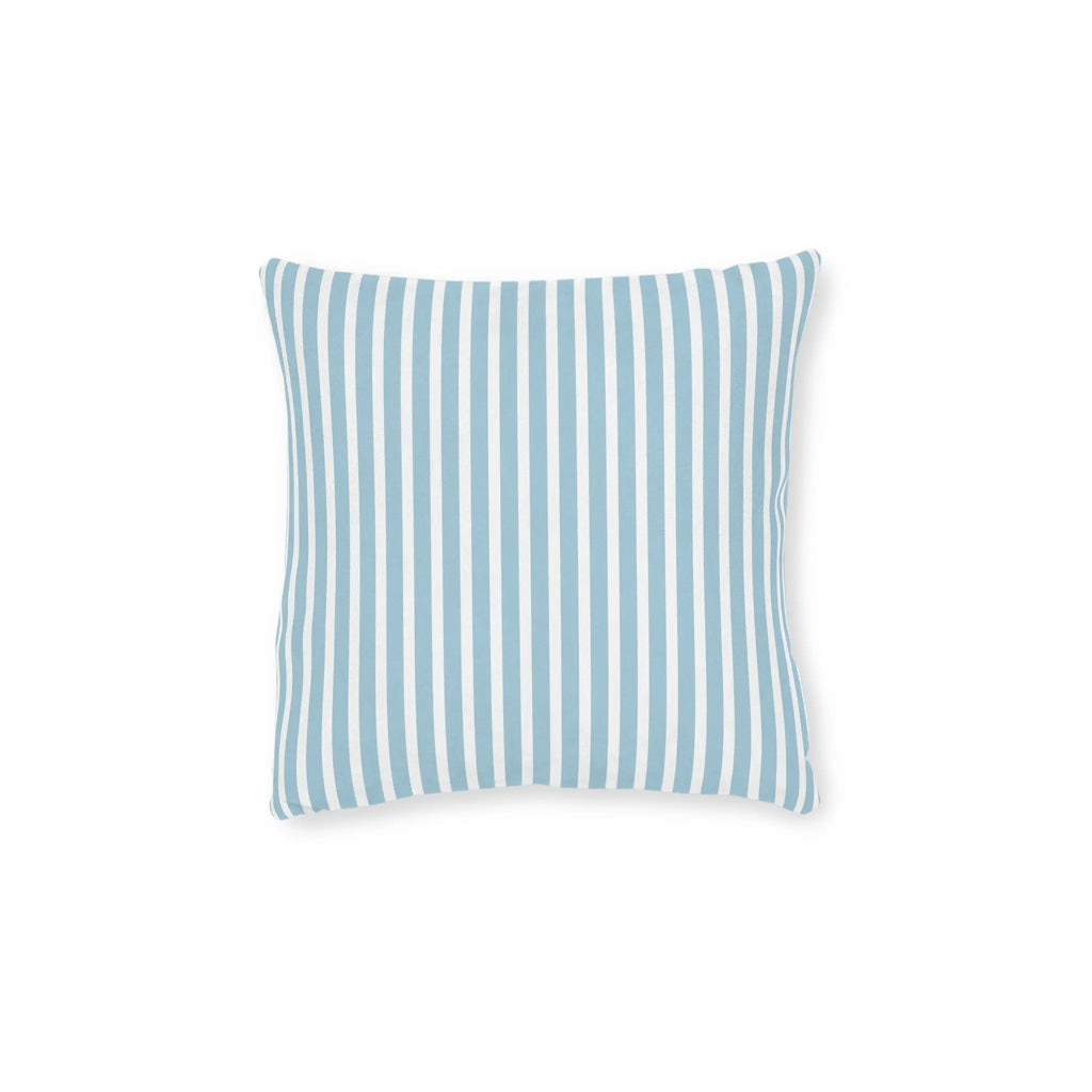 Hampton Stripe Throw Pillow with blue vertical stripes for coastal decor.