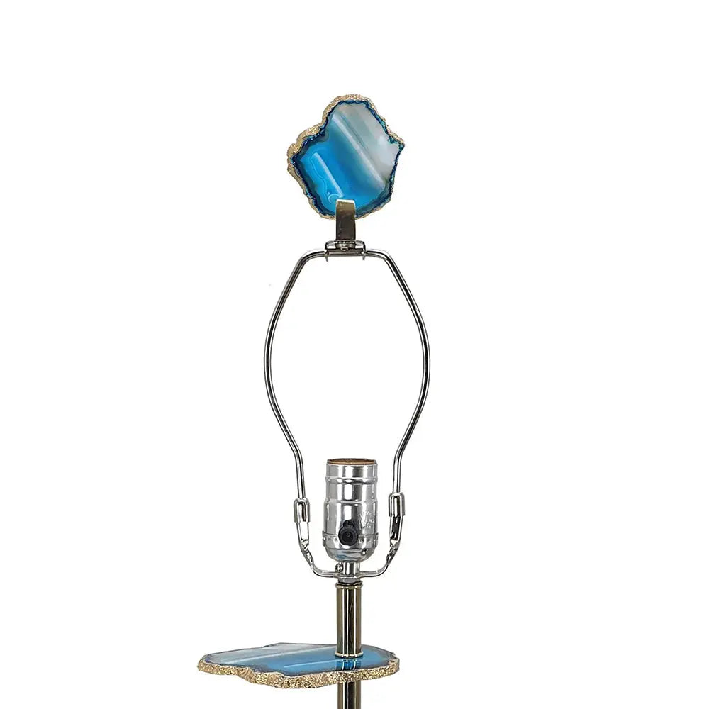 Coastal Blue & White Agate Table Lamp with Marble Base HouseOfZazla