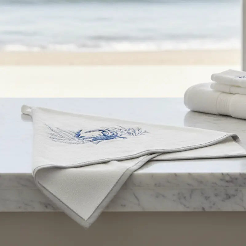 Blue Crab Terrycloth Guest Hand Towel Loving Coastal Living
