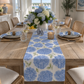 Beach house hydrangea table runner for summer dining, garden parties, and coastal entertaining