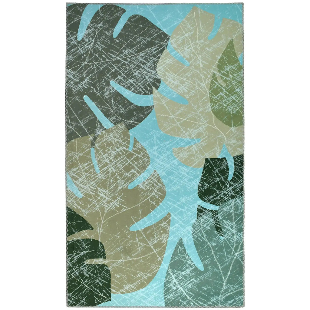 Coastal palm rug designed for indoor and outdoor use