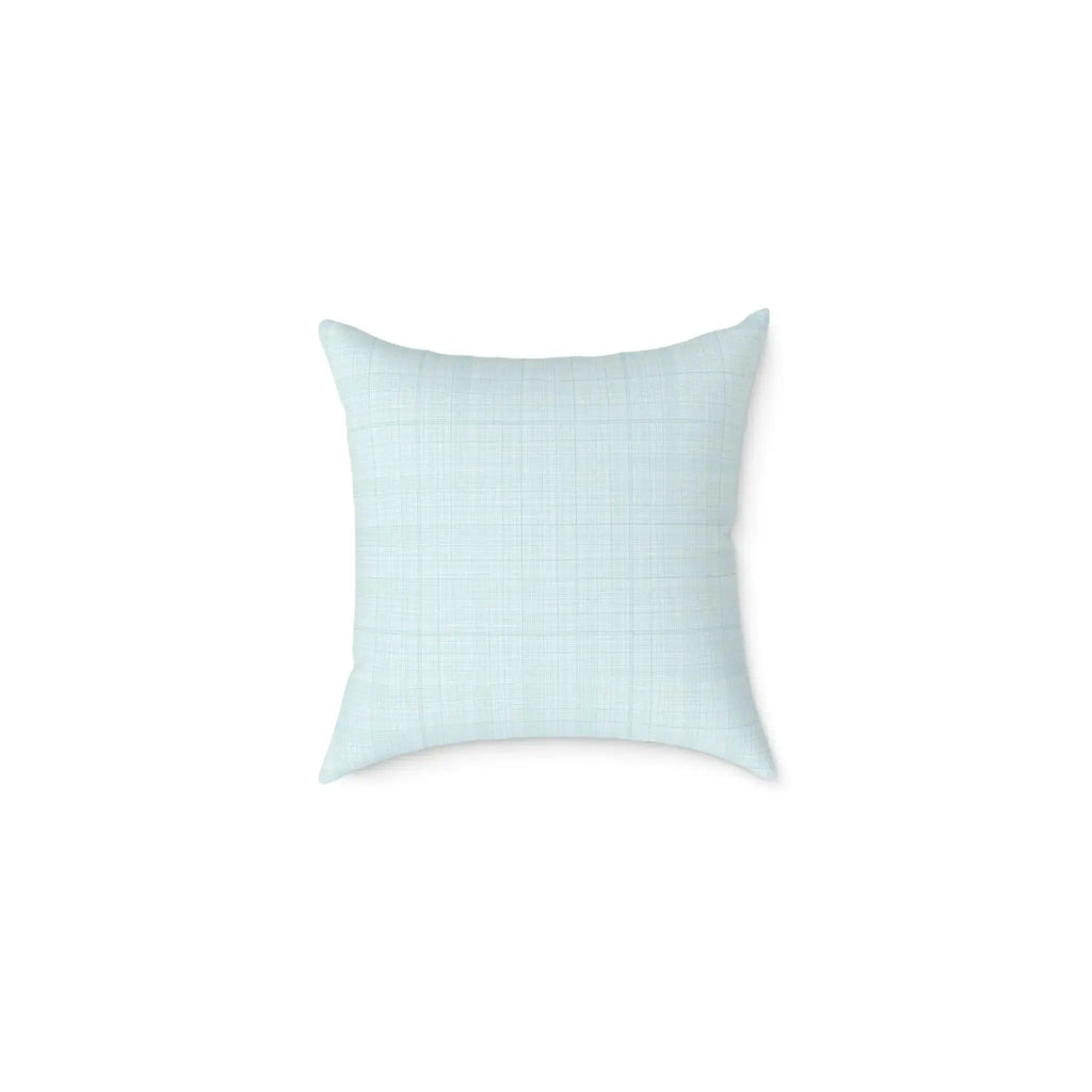 Square decorative pillow in soft blue tones for a calm coastal interior.