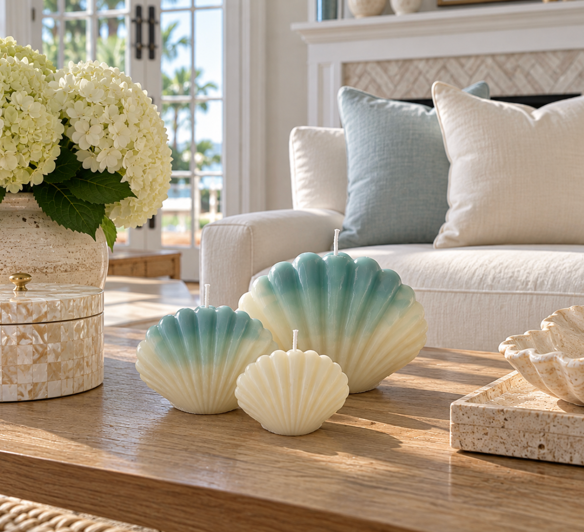 Beach-inspired seashell candle for elegant home decor