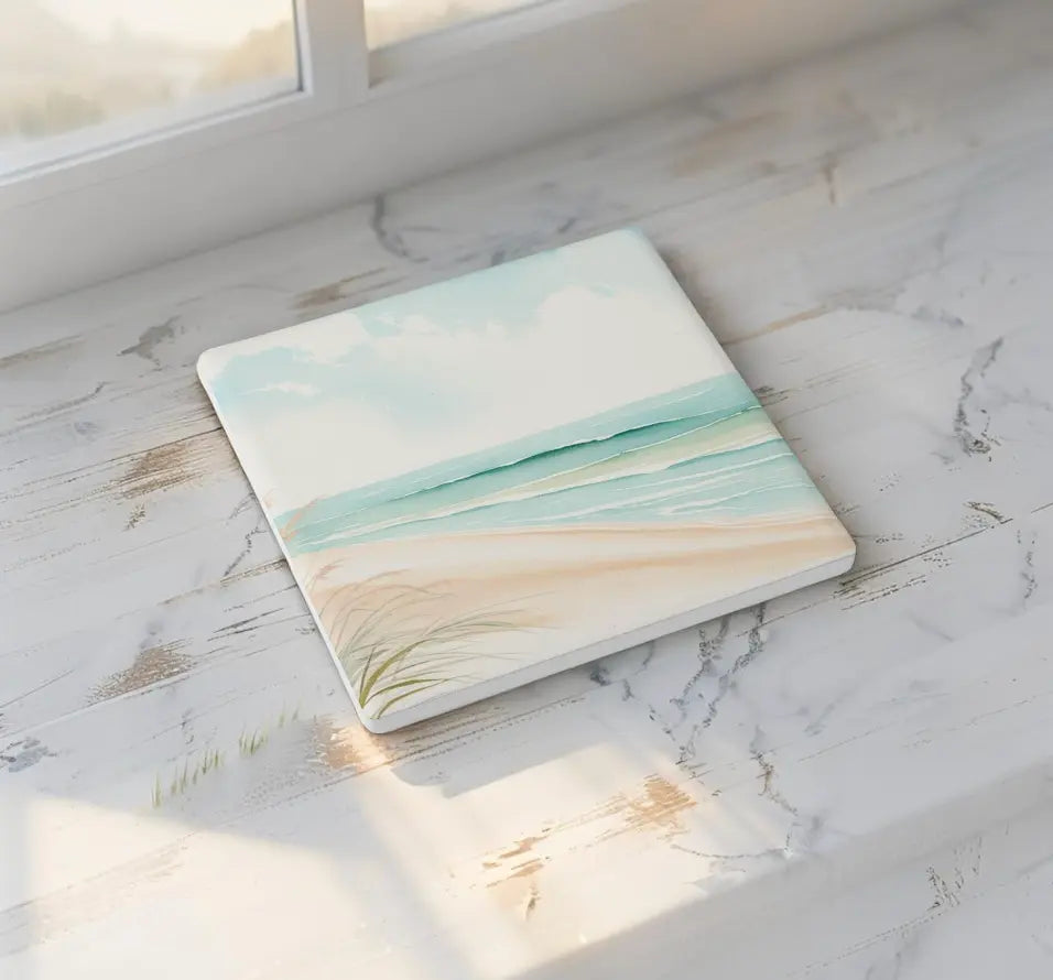 Ceramic Coaster Beach Theme Set Printify