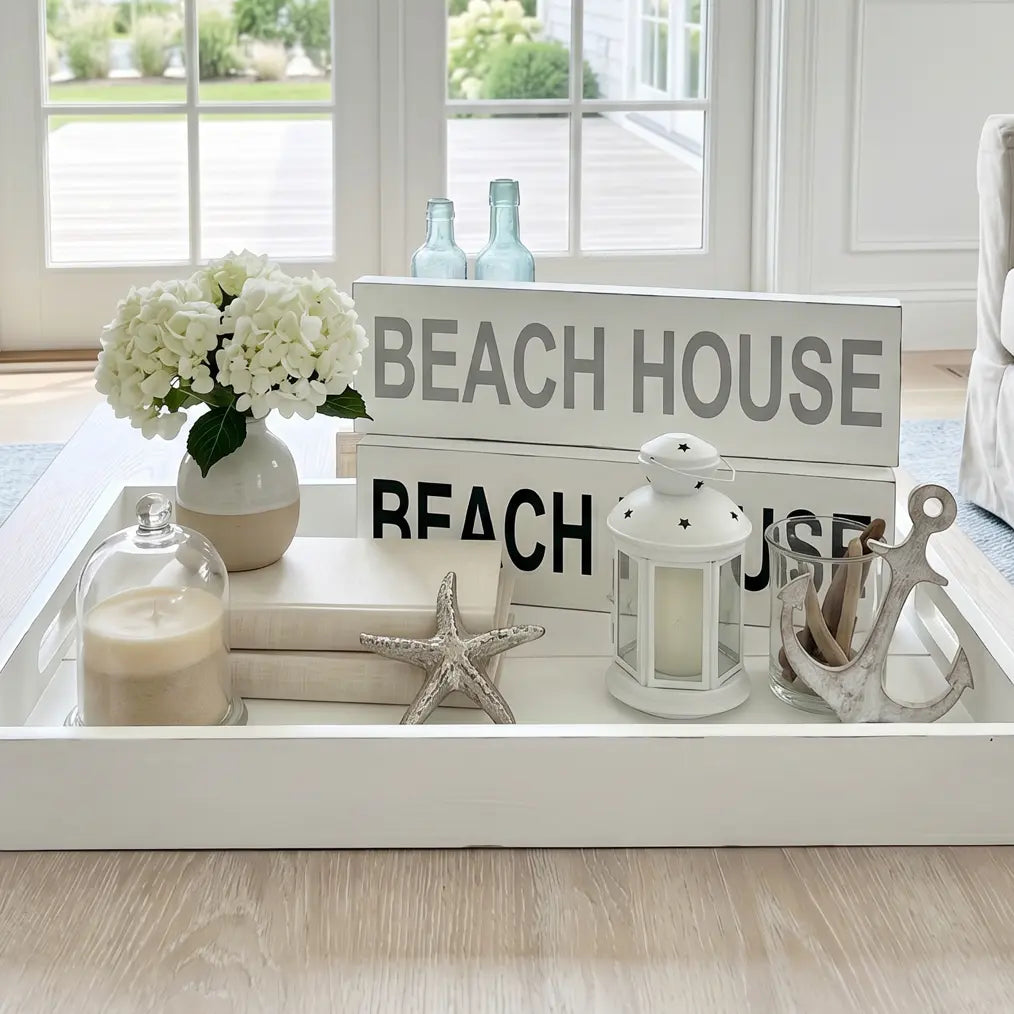 nautical wall decor sign with clean white painted wood
