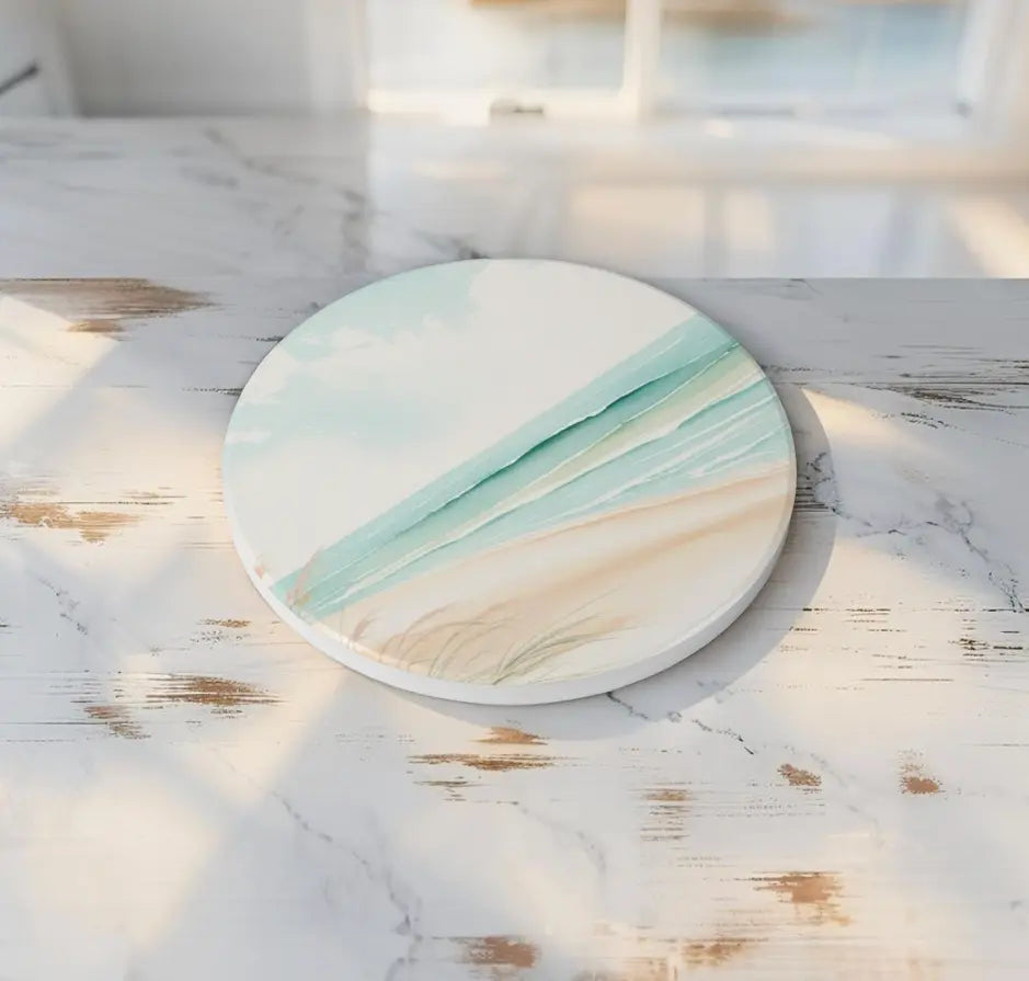 Ceramic Coaster Beach Theme Set Printify