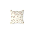 Sienna Throw Pillow with soft beige hand-drawn fan motif on cream, a Boho neutral accent.