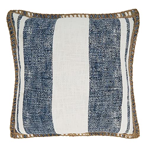 Square striped accent pillow bringing relaxed yet refined seaside style to the room.