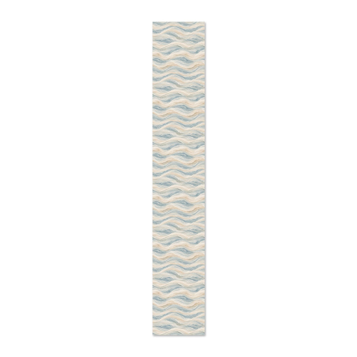 Blue and beige watercolor wallcovering for elegant seaside-inspired interiors.