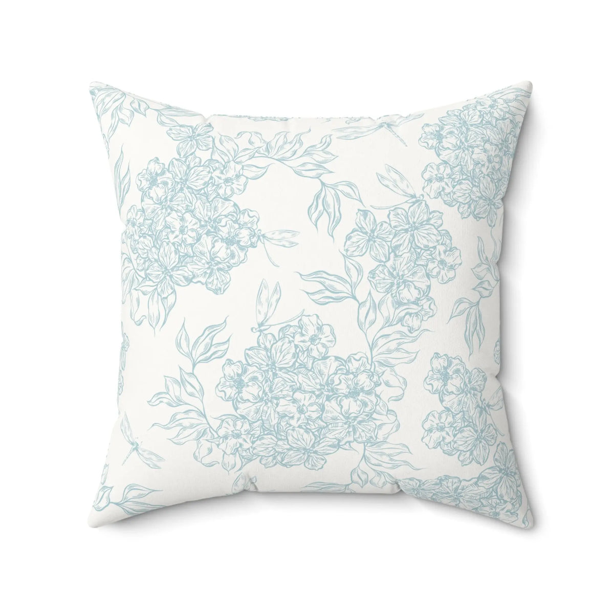 Blue botanical accent pillow in blue and white for coastal decor