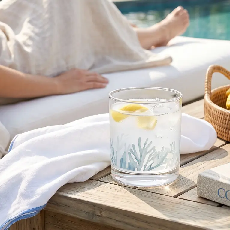 Anchor cocktail glass with nautical motif, coastal barware for beach house entertaining