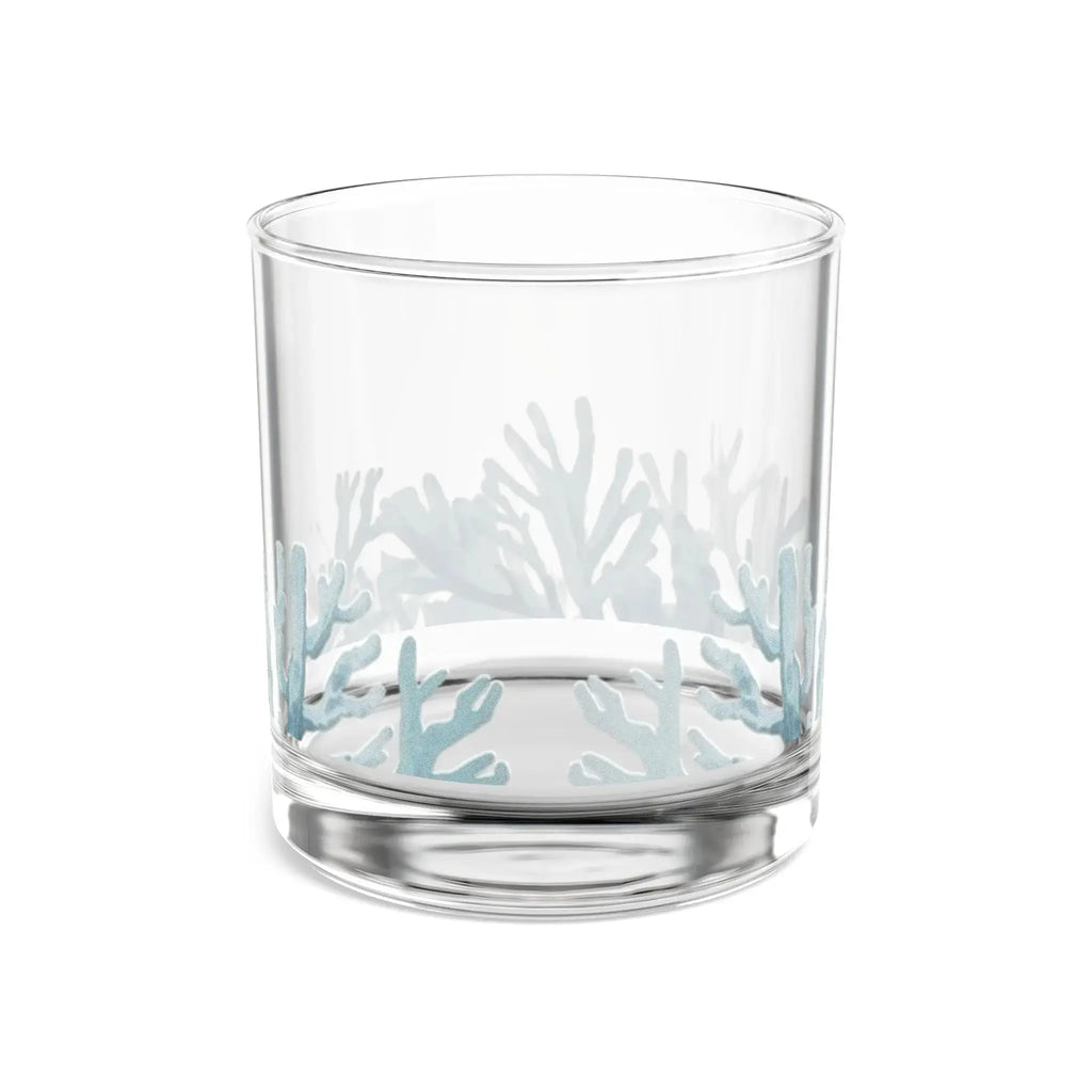 Rim and base detail of anchor cocktail glass with coastal design
