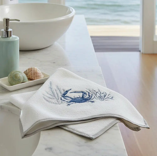 Blue Crab Terrycloth Guest Hand Towel Loving Coastal Living