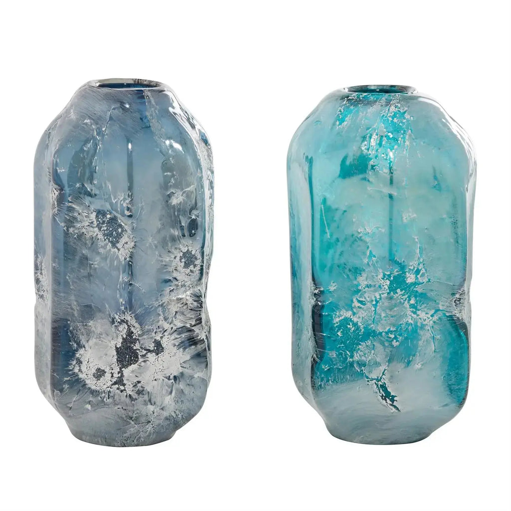 Modern blue glass accent vase
