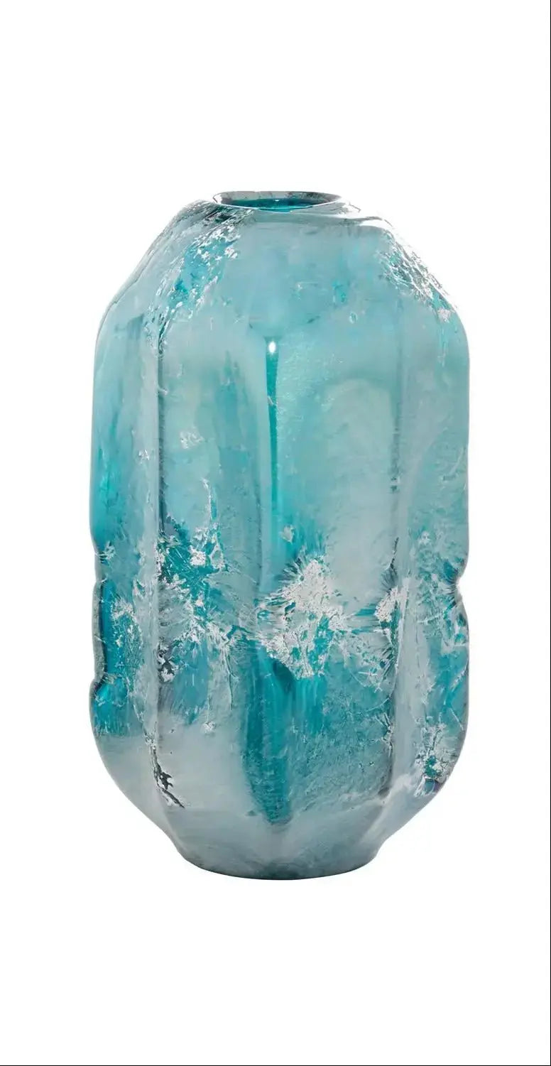 Blue Glass Handmade Blown Decorative Vase Loving Coastal Living