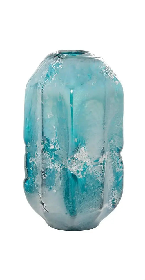 Blue Glass Handmade Blown Decorative Vase Loving Coastal Living