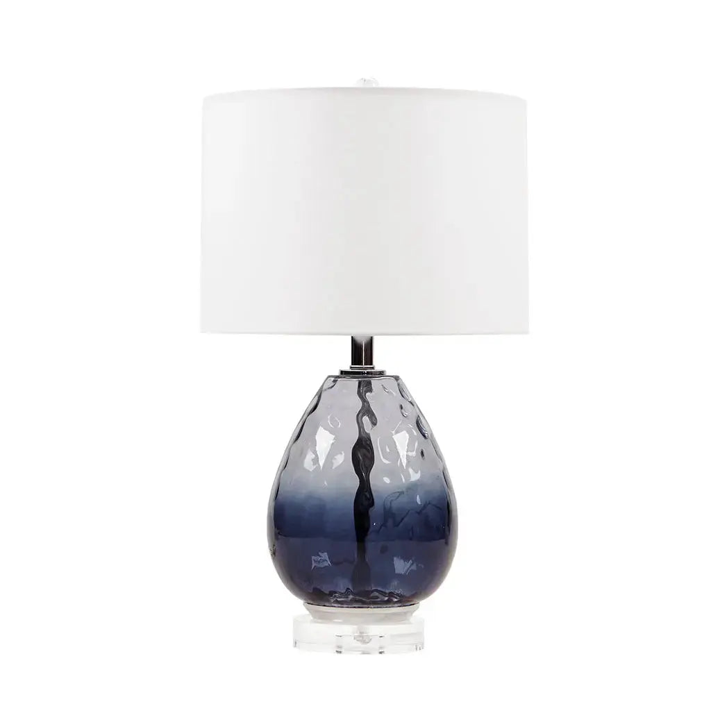 Coastal blue gradient glass lamp for bedside or living room