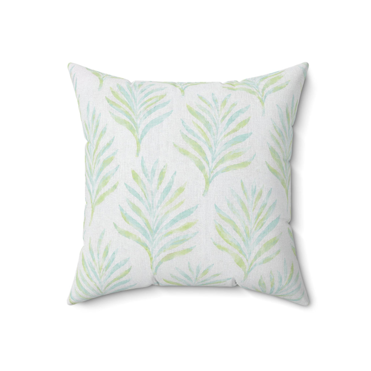 Blue and green botanical accent pillow for beach house decor