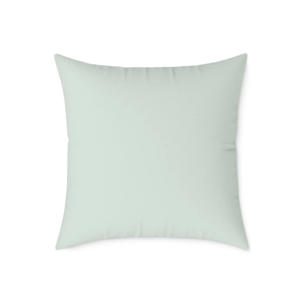 Closeup of blue and green coastal flora throw pillow showing detailed floral coastal pattern