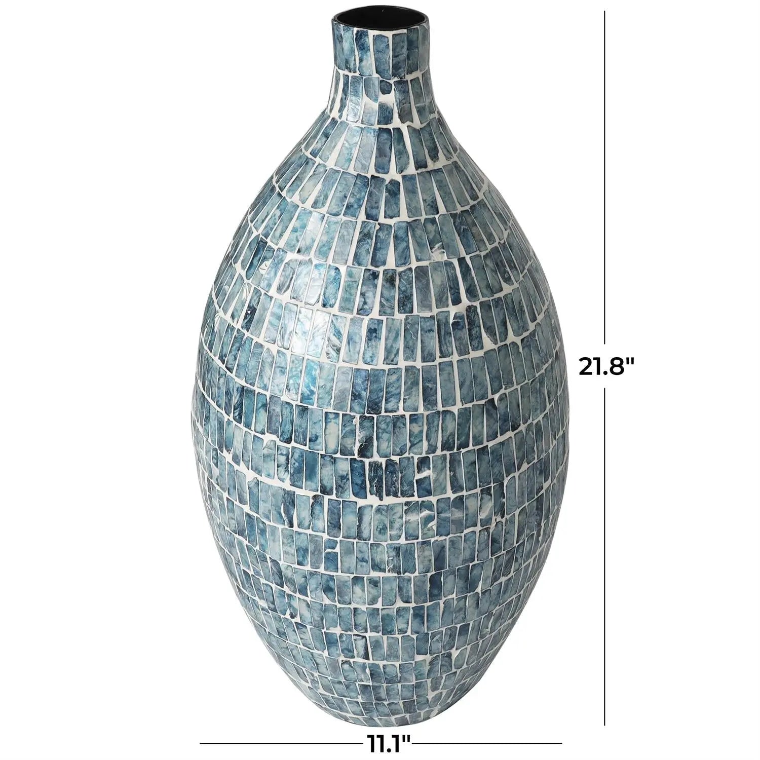 Mother of Pearl Blue Shell Handmade Vase Loving Coastal Living