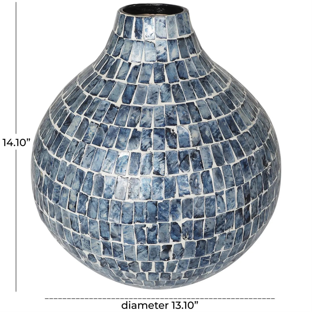 Mother of Pearl Blue Shell Handmade Vase Loving Coastal Living