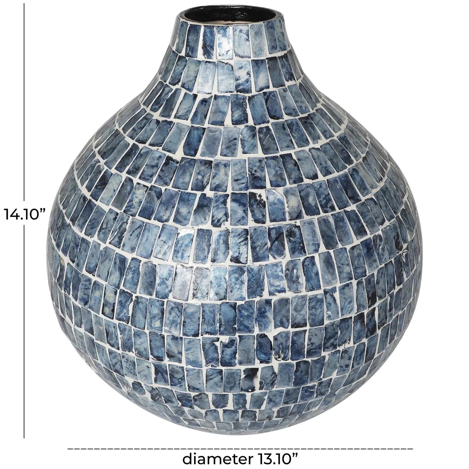 Mother of Pearl Blue Shell Handmade Vase Loving Coastal Living