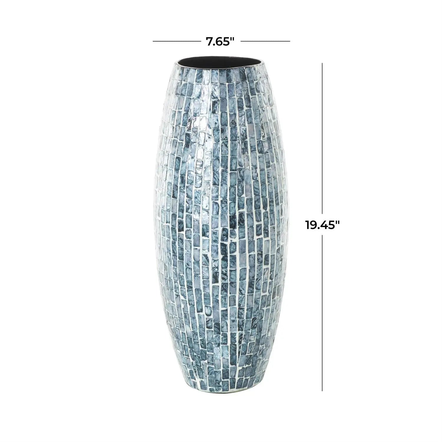 Mother of Pearl Blue Shell Handmade Vase Loving Coastal Living