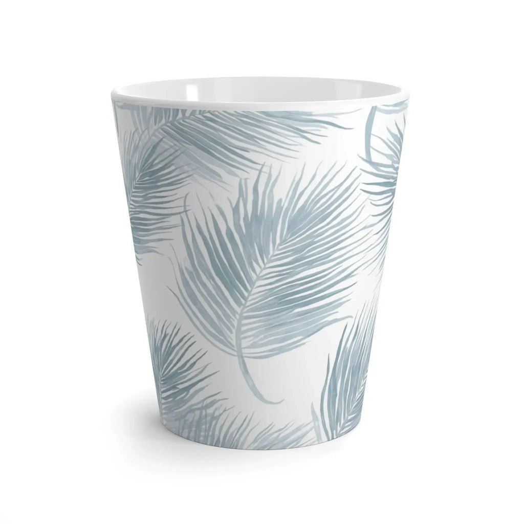 Blue palm trees coffee mug for beach house and coastal kitchens