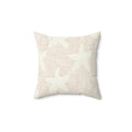 Paloma Starfish Throw Pillow with blush salmon backdrop and hand-painted starfish motifs.