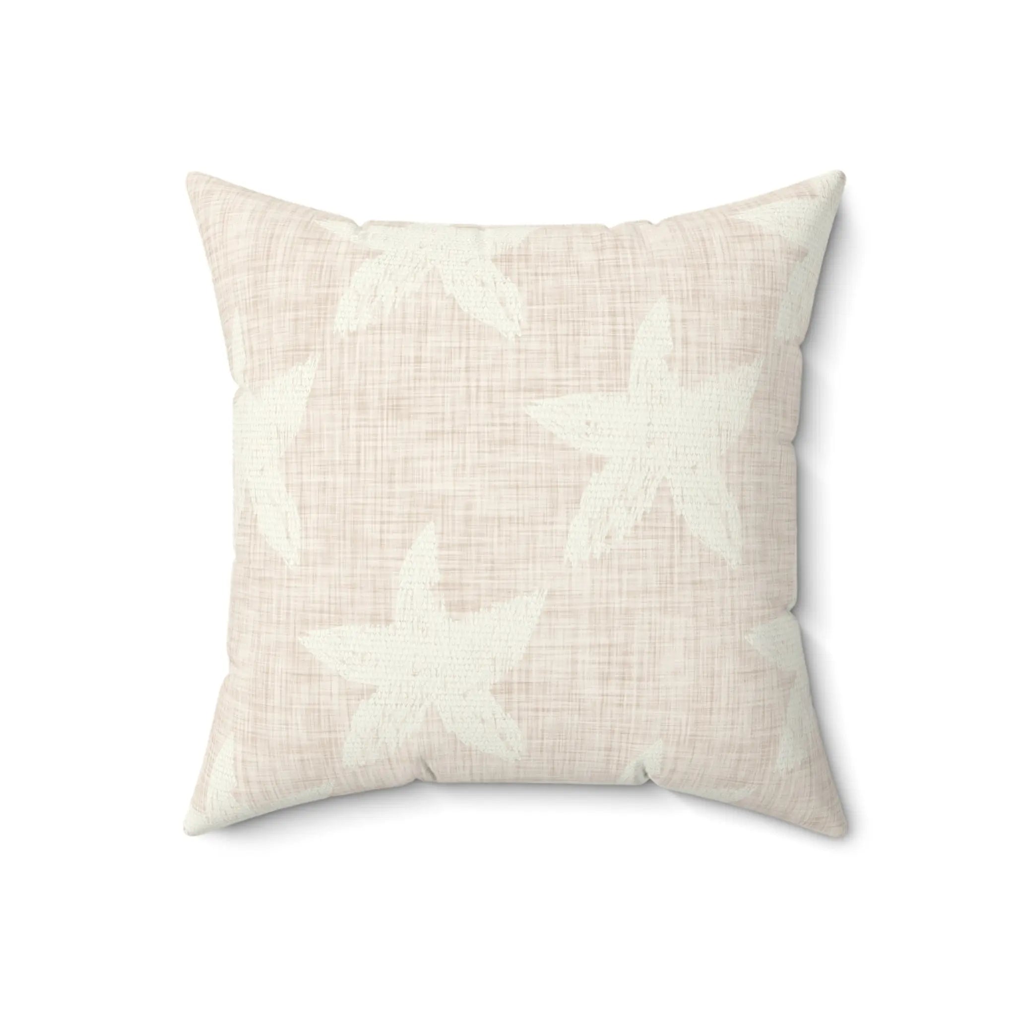 Paloma Starfish Throw Pillow in blush with white hand-painted star motifs.