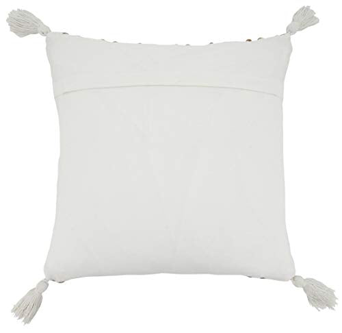 Jute‑cotton decorative cushion featuring a wavy chevron texture and tassels, suited to farmhouse interiors.