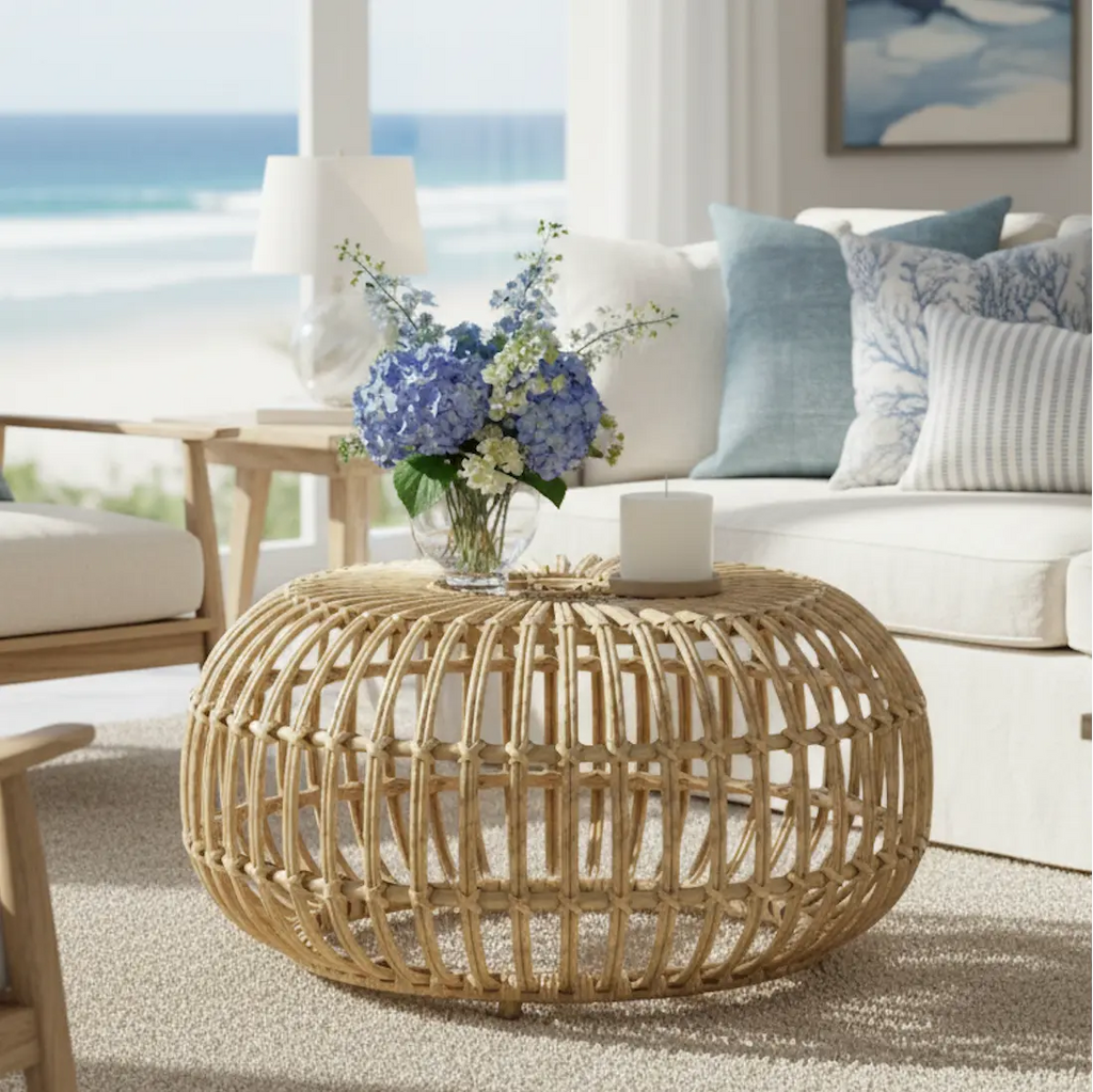 Coastal Woven Rattan Coffee Table HouseOfZazla