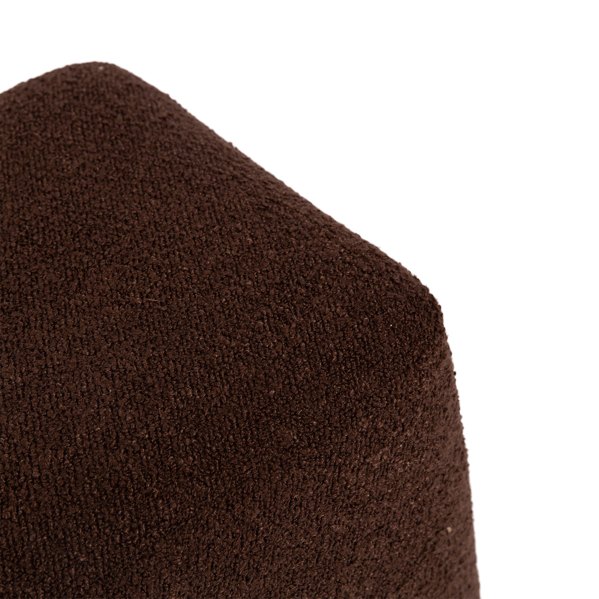 Brown upholstered square ottoman with natural wooden base