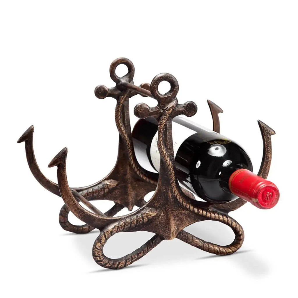 Nautical anchor wine bottle stand with classic seaside styling