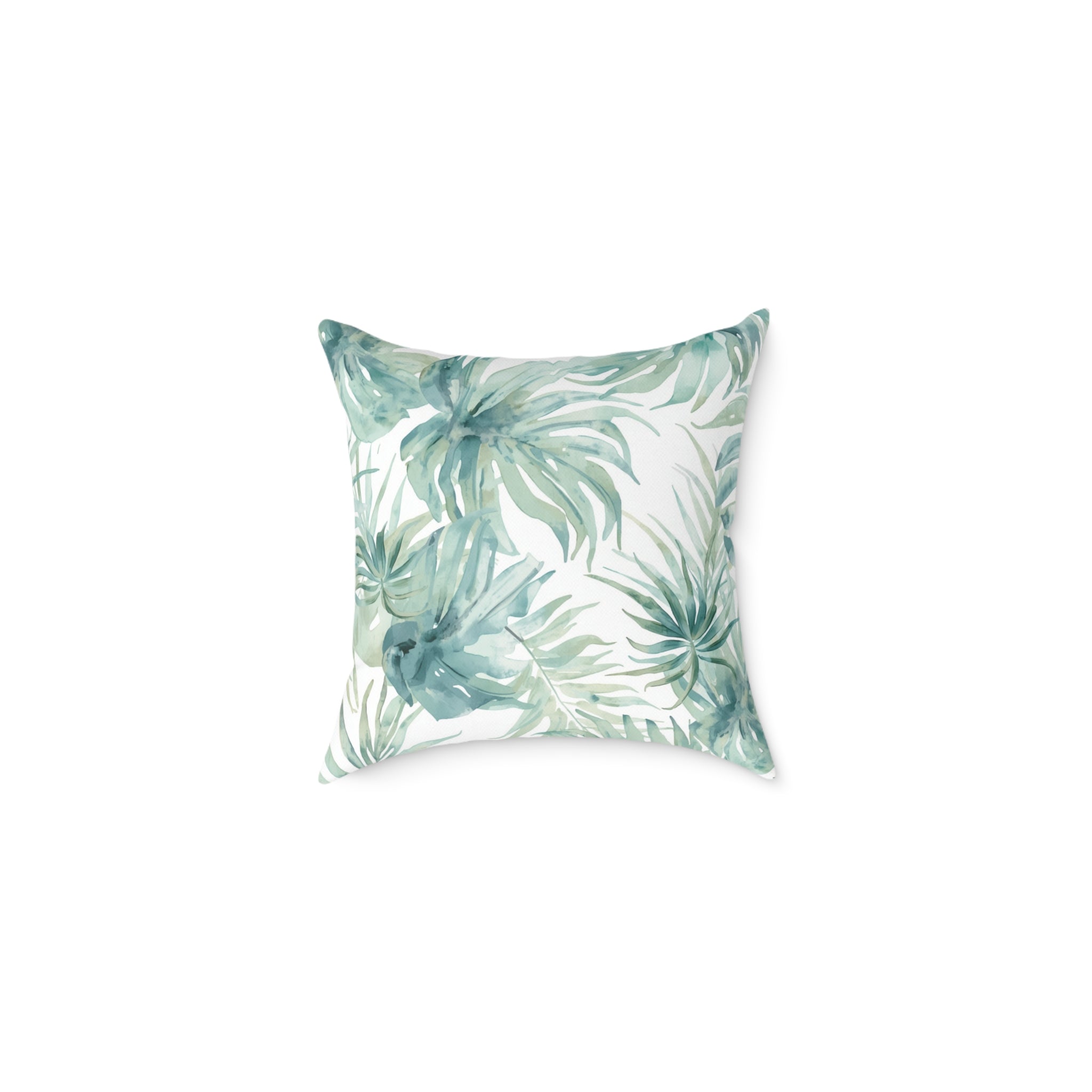 Watercolor palm tree pattern throw pillow that brings tropical resort vibes to your home.