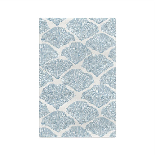 Blue Seashell Microfiber Tea Towel blue seashell pattern for seaside home decor.