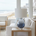 Coastal blue gradient glass lamp for bedside or living room