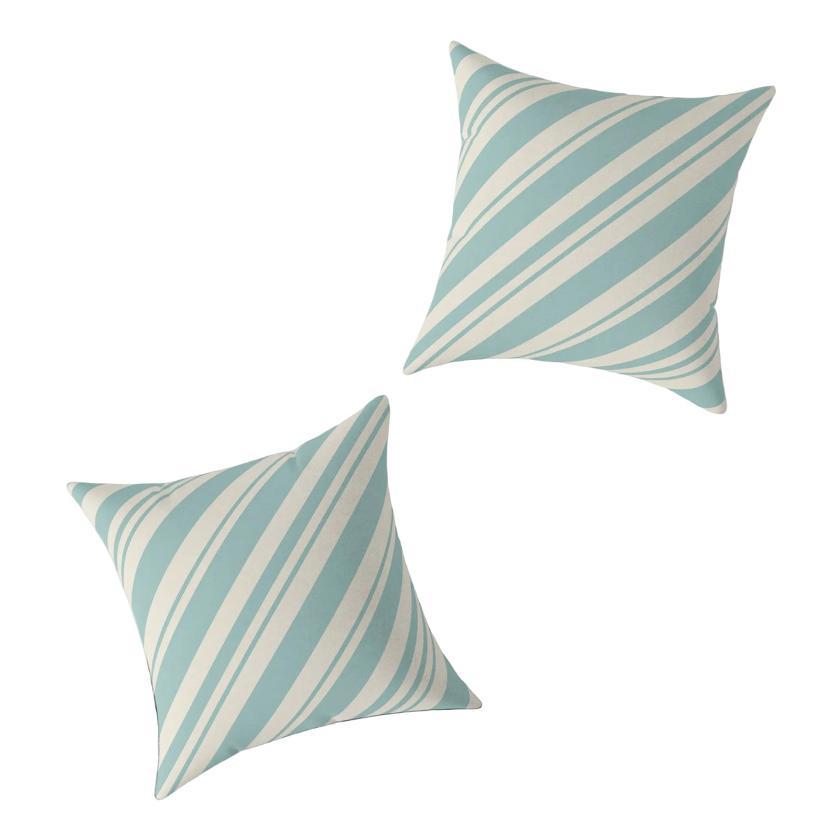 Blue peppermint striped pillow paired with a coastal candy cane and starfish pillow for a matching Christmas set