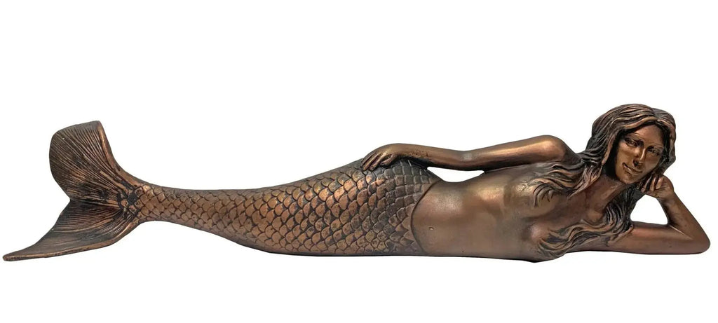 Large lying mermaid sculpture designed for nautical interiors