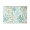 Coral Cove Cutting Board: aqua and beige coral reef pattern on tempered glass.