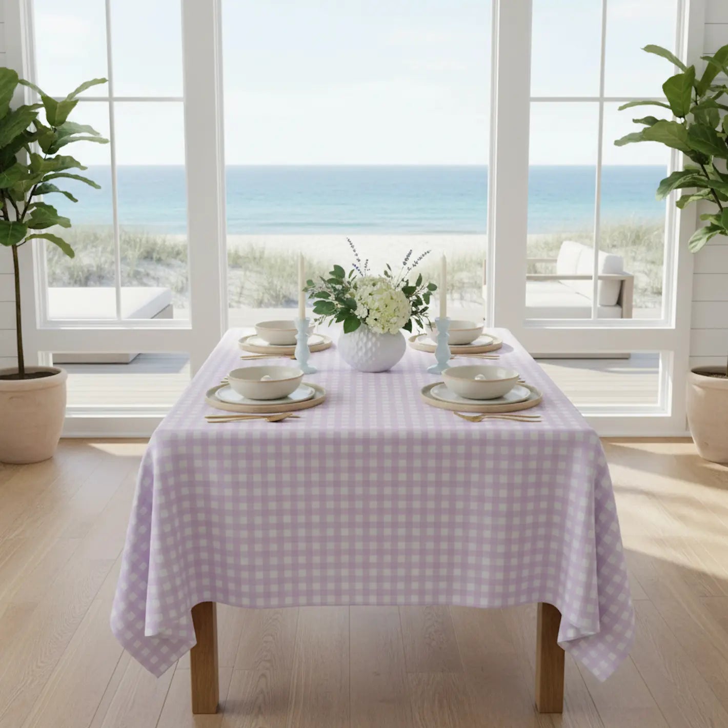 Pastel Pink Gingham Tablecloth | Cotton Twill Table Linen – Timeless ...