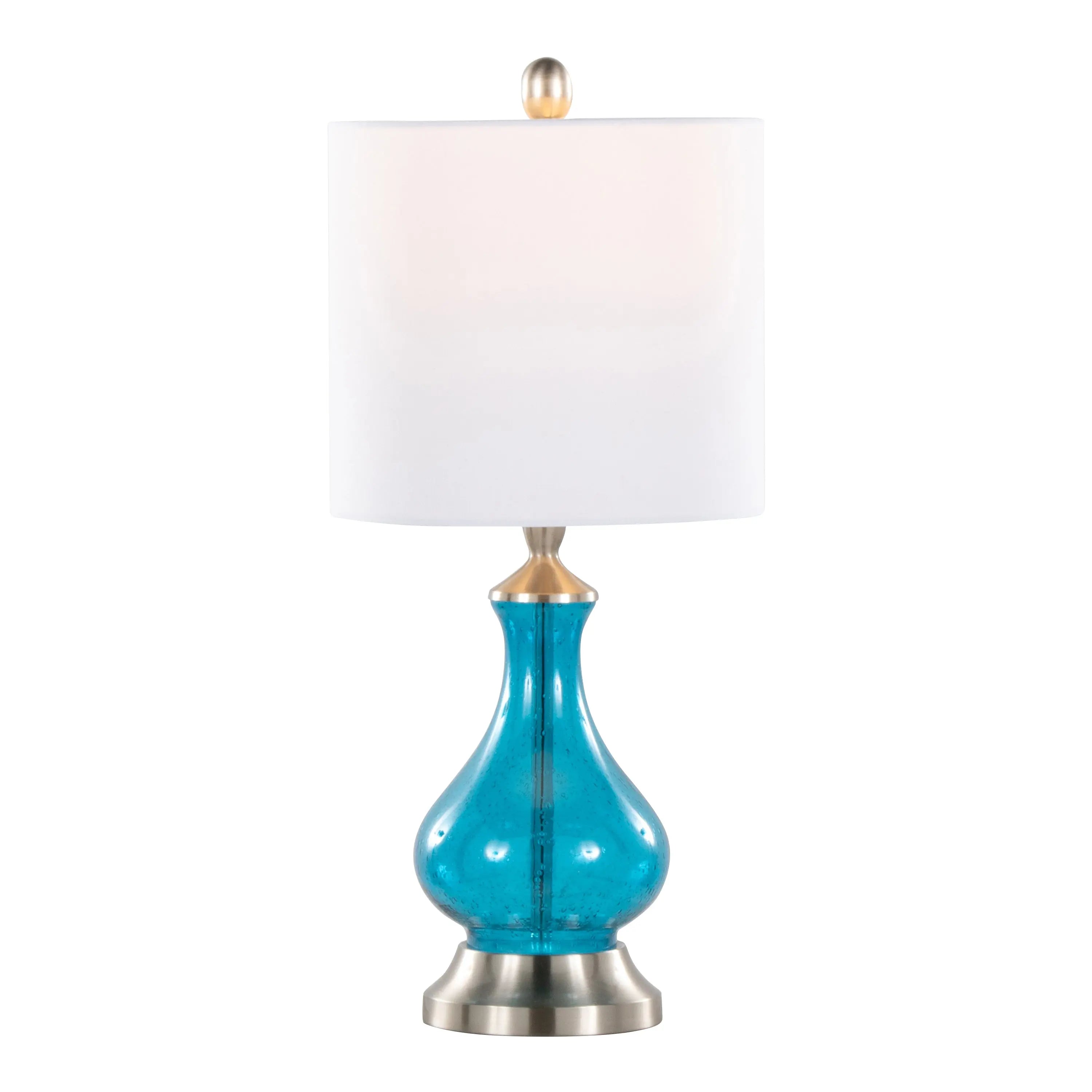 Coastal Blue Seeded Glass Drum Shade Table Lamp HouseOfZazla
