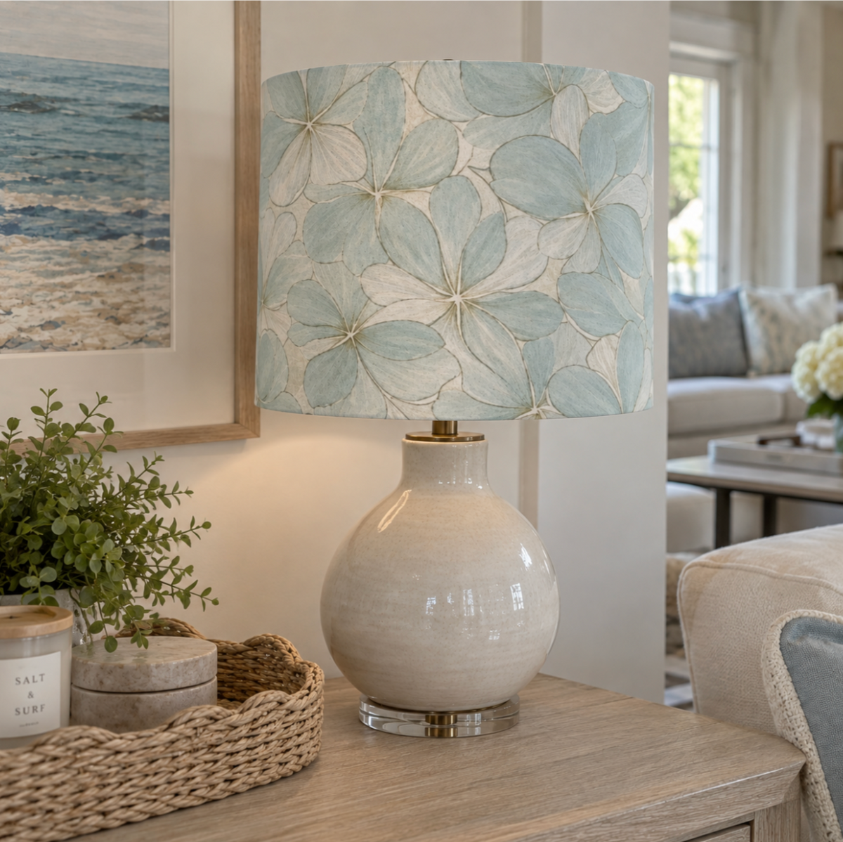 Seamist Floral Drum Lamp Shade  Drum Lamp Shade