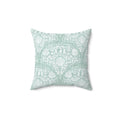 Coastal Crest Seahorse Pillow, seafoam damask throw pillow with decorative seaside charm.