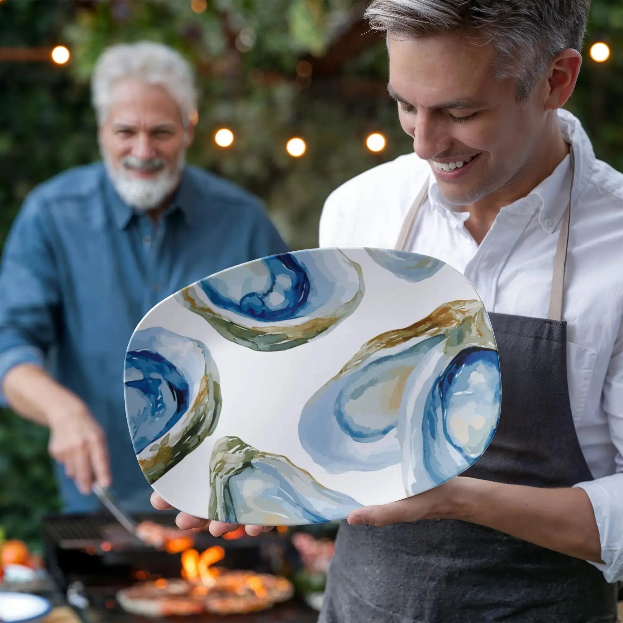 Elegant coastal serveware platter for appetizers, desserts, and gatherings.