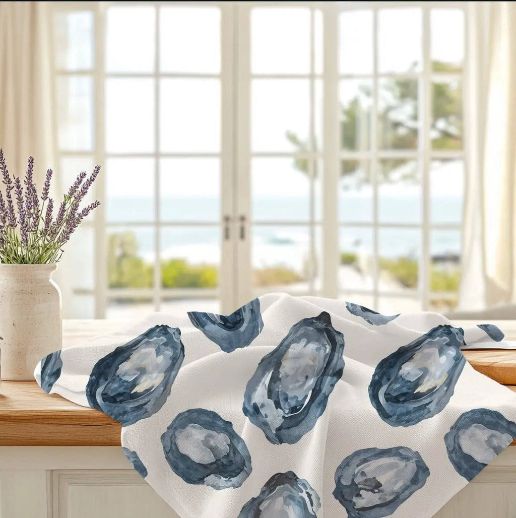 Navy Oyster Kitchen Towel Printify