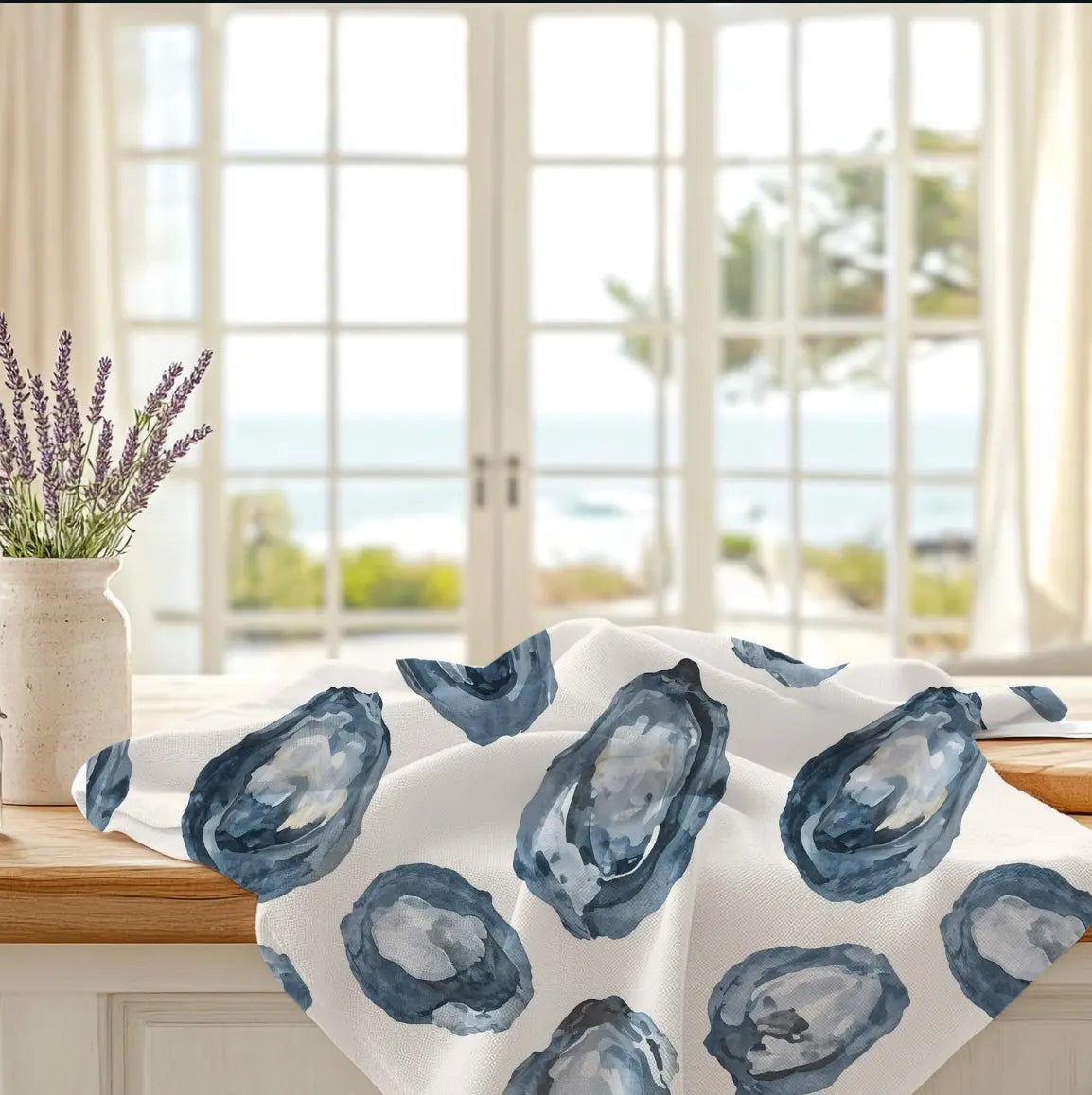 Navy Oyster Kitchen Towel Printify