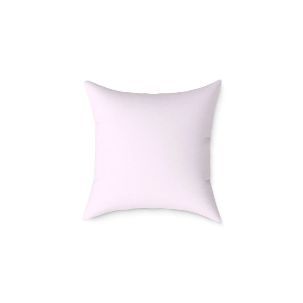 Pink & Green Tropical Throw Pillow, a square cushion with soft pink tones and lush green tropical motifs.
